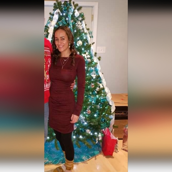 Express Maroon Shimmer Sweater Dress - Picture 4 of 4